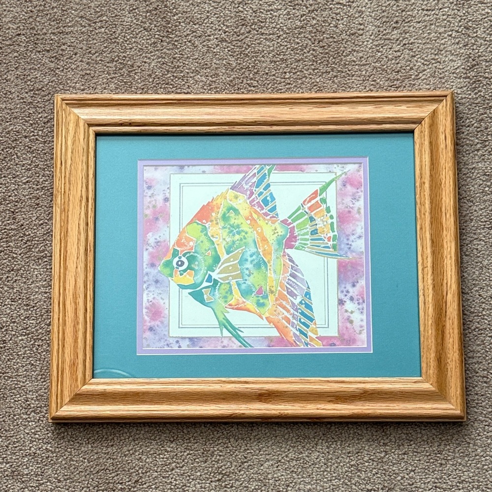 Colorful Fish Art Print in Wooden 17 x 14” Frame